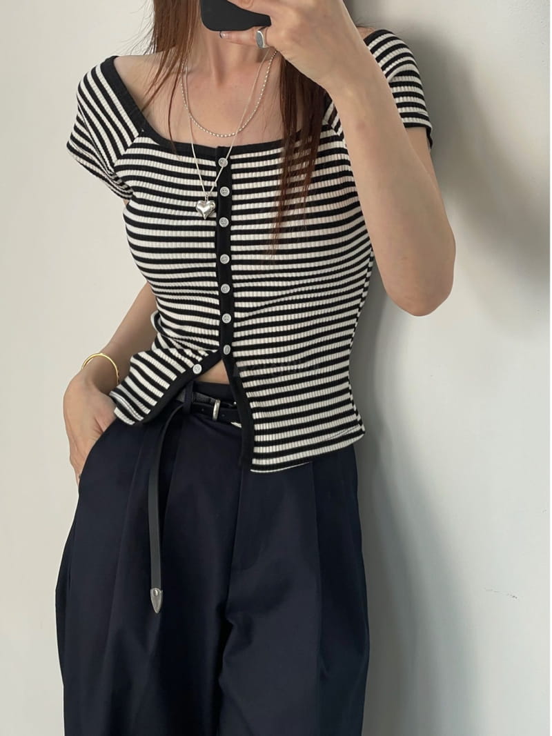 Flower - Korean Women Fashion - #romanticstyle - Seane Stripes Tee - 2