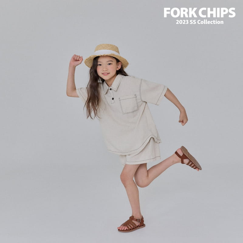 Fork Chips - Korean Children Fashion - #Kfashion4kids - Oat Half Slacks Shorts - 6