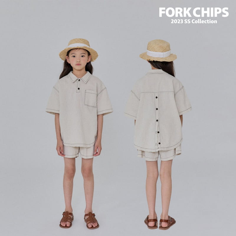 Fork Chips - Korean Children Fashion - #discoveringself - Oat Slit Shirt - 2