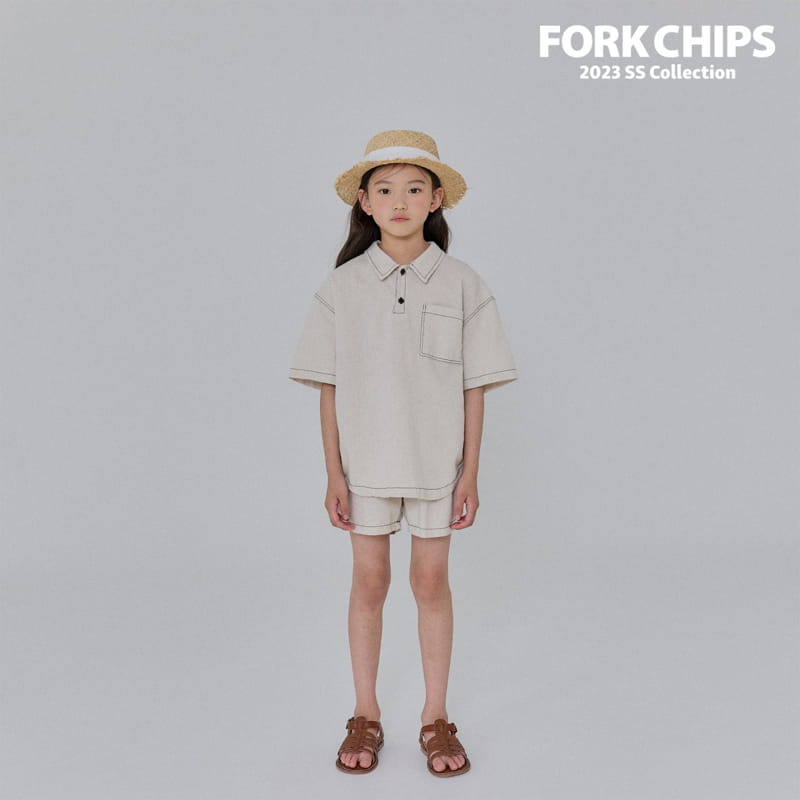 Fork Chips - Korean Children Fashion - #kidsshorts - Oat Half Slacks Shorts - 3