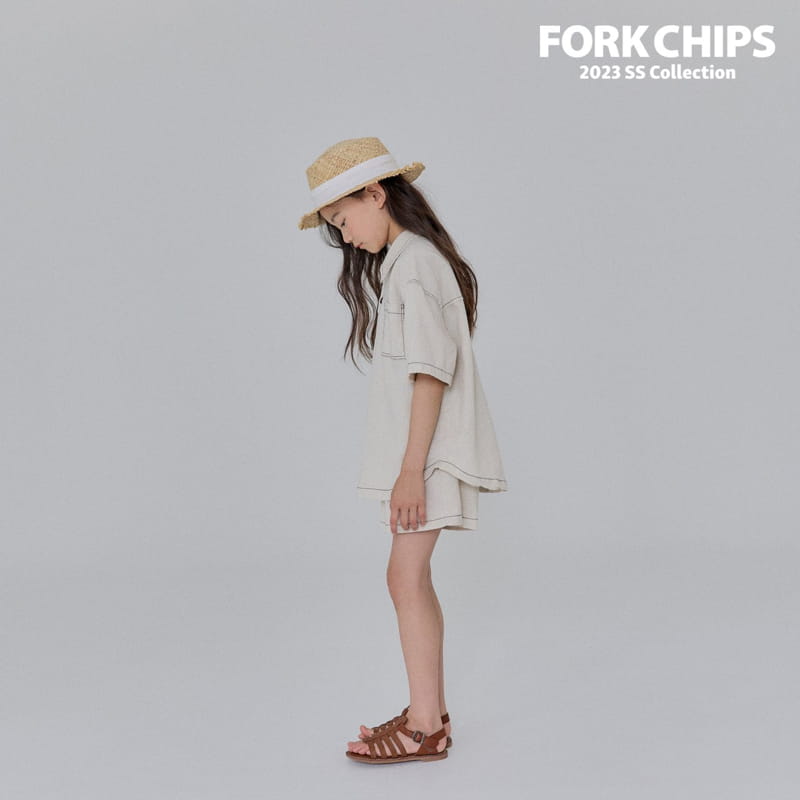 Fork Chips - Korean Children Fashion - #kidsstore - Oat Slit Shirt - 5