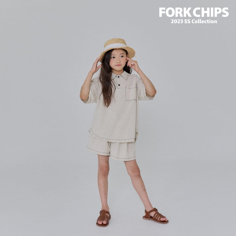 Fork Chips - Korean Children Fashion - #kidsshorts - Oat Half Slacks Shorts - 4