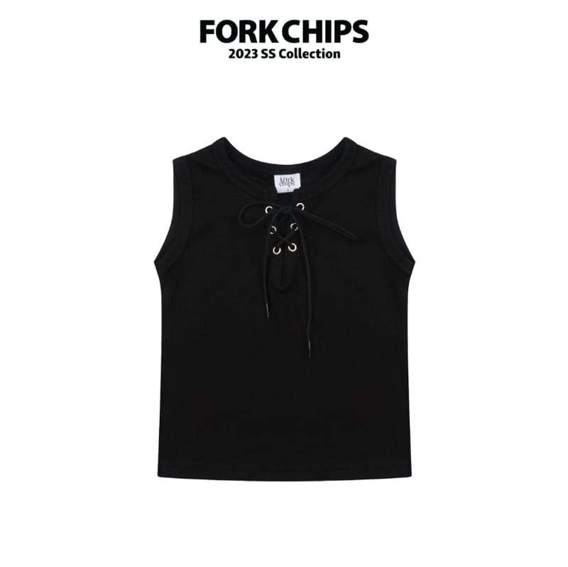 Fork Chips - Korean Children Fashion - #kidzfashiontrend - Rib Eyelet Sleeveless