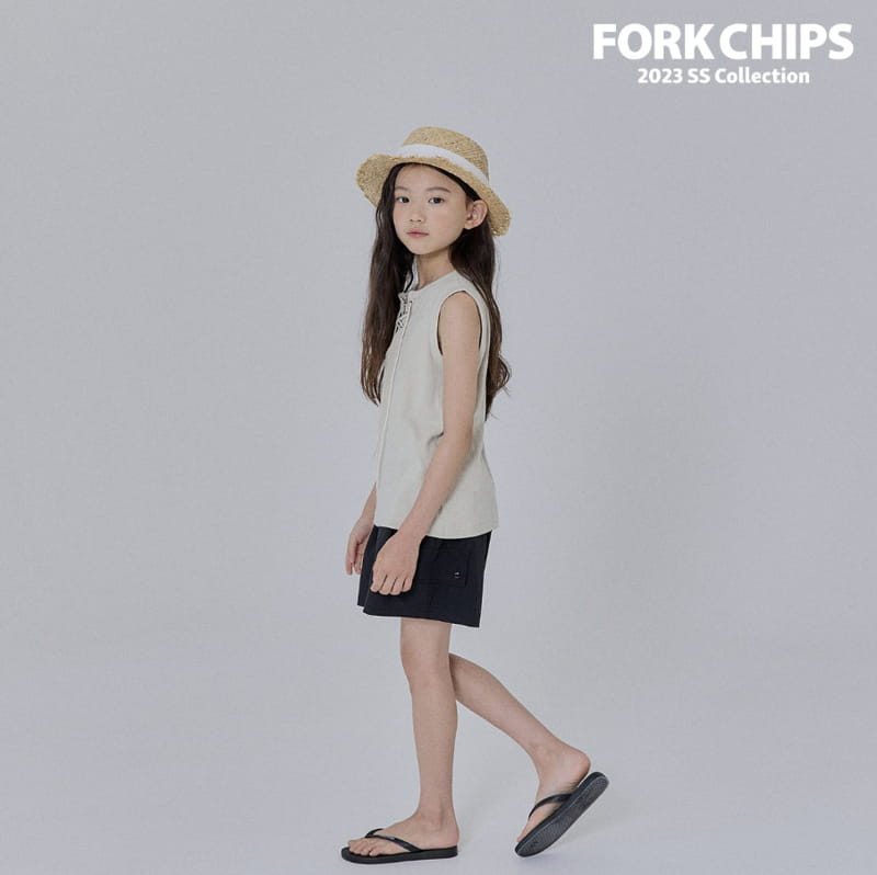 Fork Chips - Korean Children Fashion - #prettylittlegirls - Rib Eyelet Sleeveless - 6