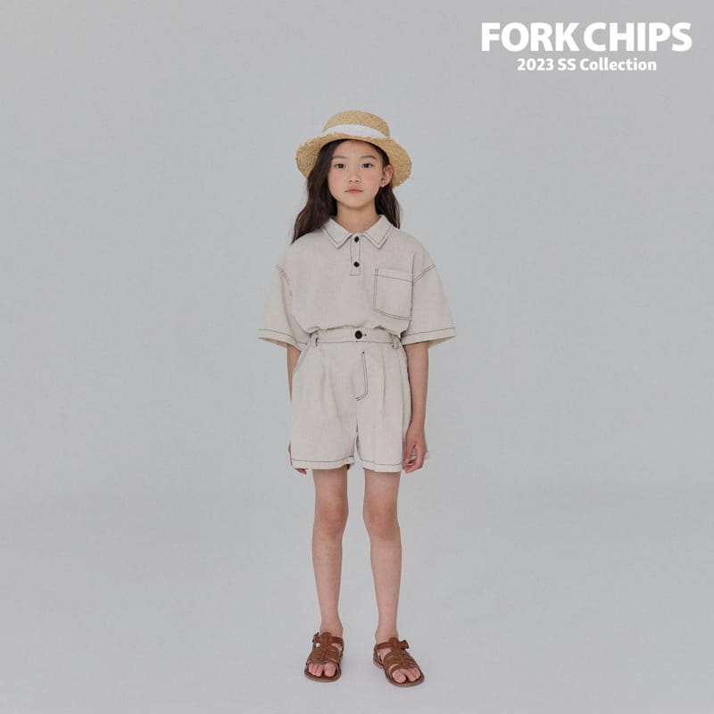 Fork Chips - Korean Children Fashion - #todddlerfashion - Oat Half Slacks Shorts - 11