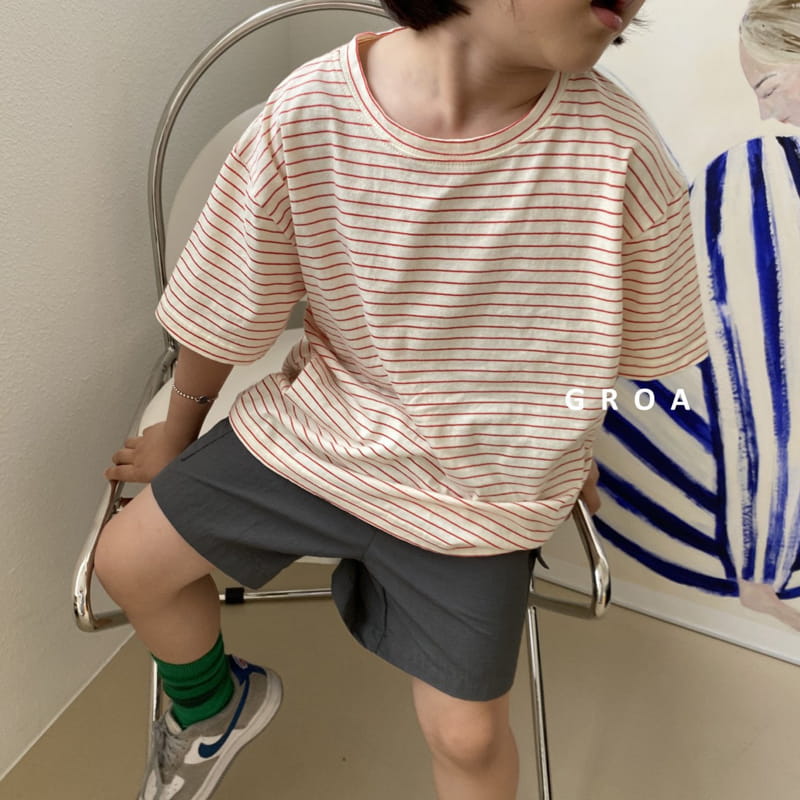 Groa - Korean Children Fashion - #kidsshorts - Summer Stripes Tee - 5