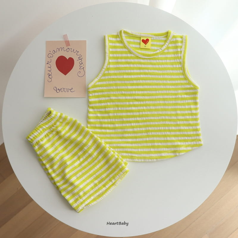 Heart Baby - Korean Children Fashion - #childofig - Stripes Sleeveless Top Bottom Set - 10