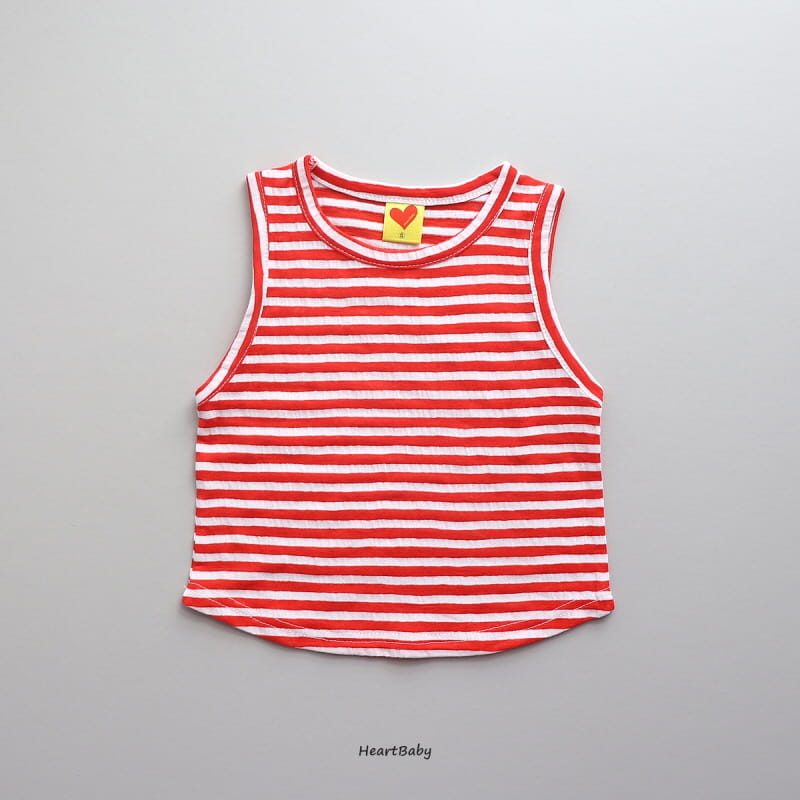 Heart Baby - Korean Children Fashion - #kidsshorts - Stripes Sleeveless Top Bottom Set - 2