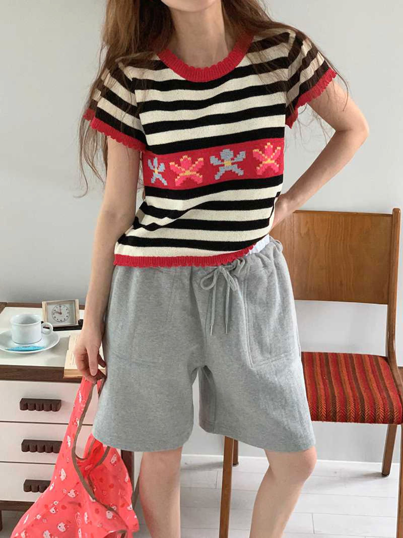 Jkichi - Korean Women Fashion - #momslook - Flower Knit Tee - 3