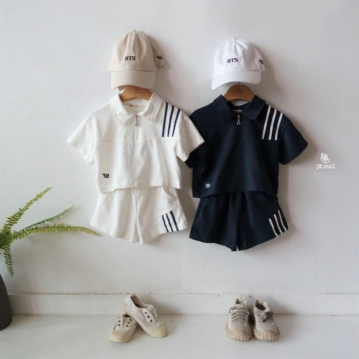 Jm Snail - Korean Children Fashion - #Kfashion4kids - Collar Half Zip-up Top Bottom Set - 5