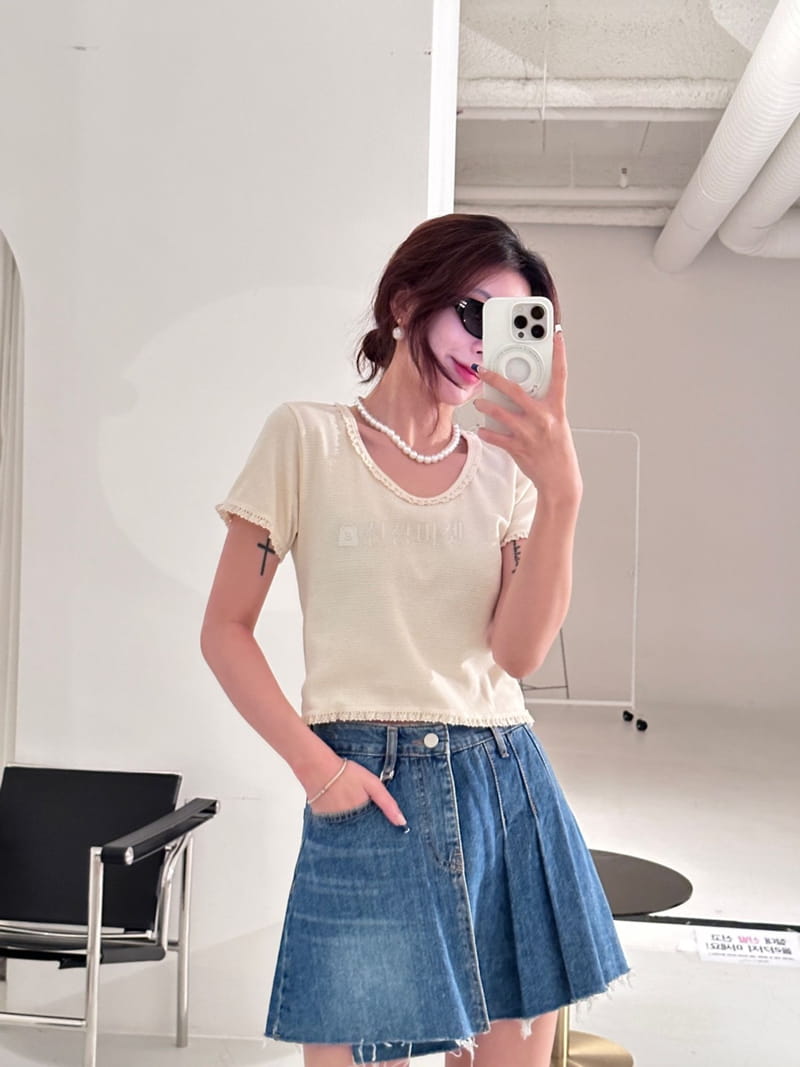 Lumiple - Korean Women Fashion - #momslook - Crol Lace Tee - 7