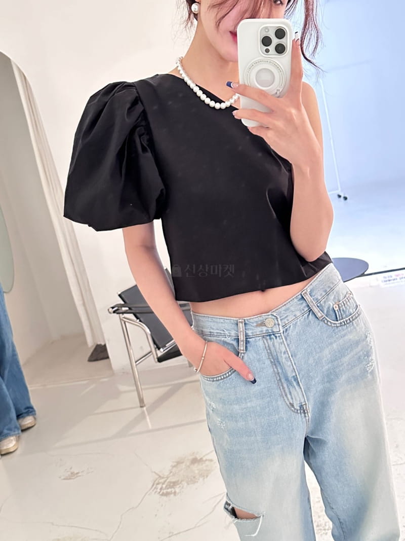 Lumiple - Korean Women Fashion - #momslook - One Shoulder Blouse - 2