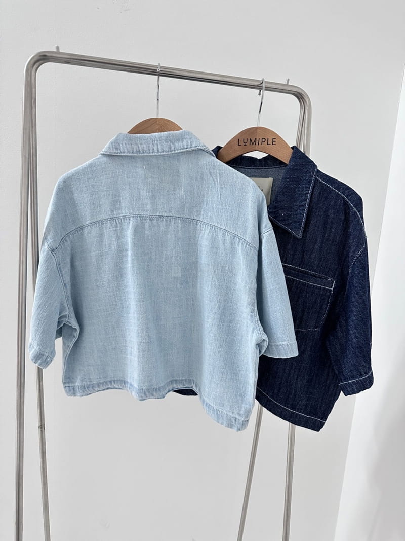 Lumiple - Korean Women Fashion - #vintageinspired - 1816 Ma Denim Crop Shirt