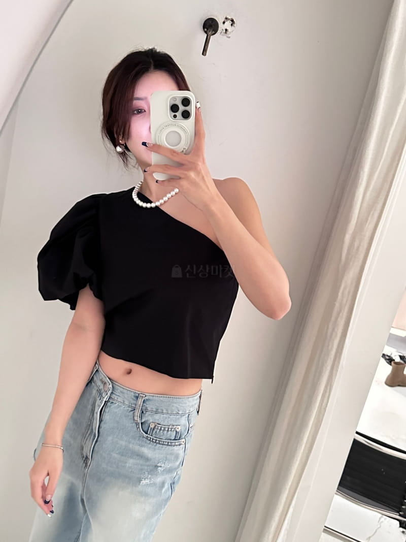 Lumiple - Korean Women Fashion - #womensfashion - One Shoulder Blouse