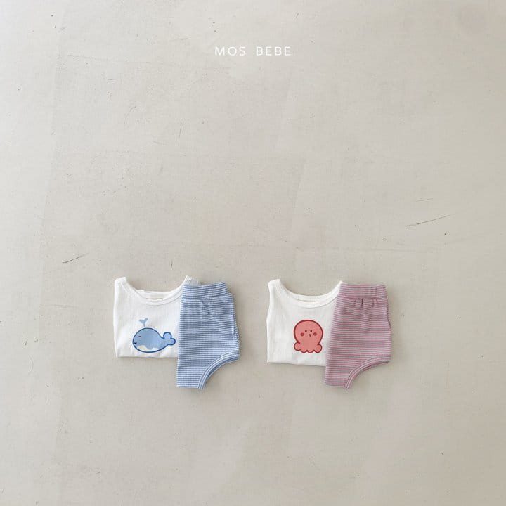 Mos Bebe - Korean Baby Fashion - #babyoutfit - Aqua Top Bottom Set - 10