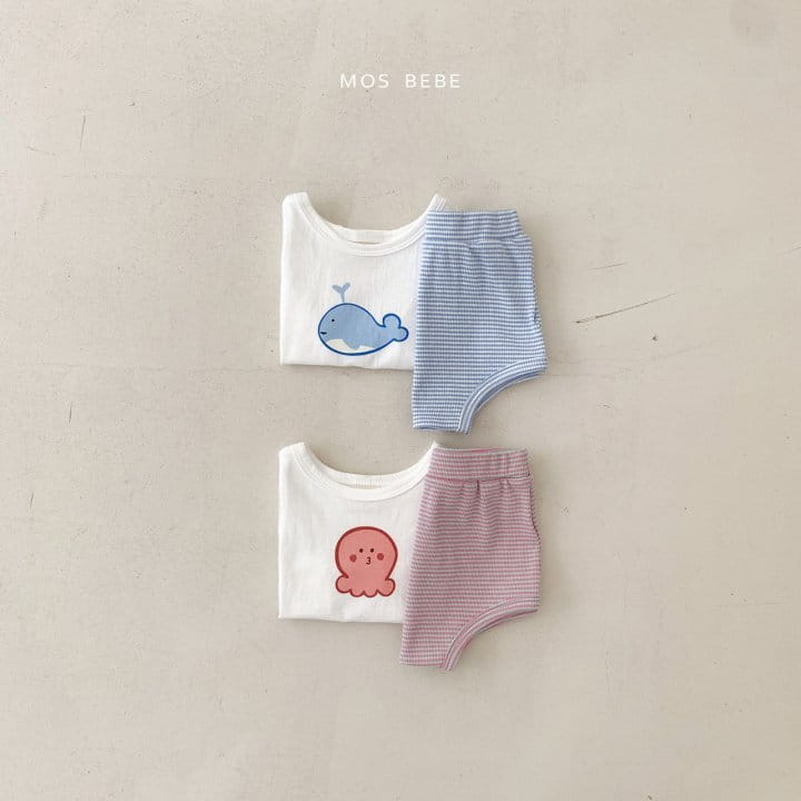 Mos Bebe - Korean Baby Fashion - #babyoutfit - Aqua Top Bottom Set - 9