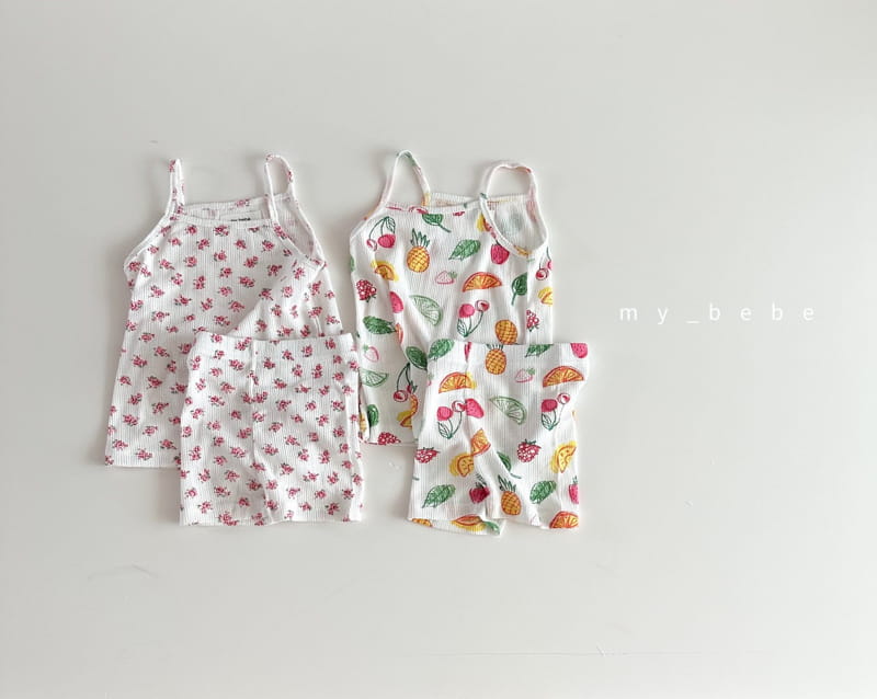 My Bebe - Korean Children Fashion - #Kfashion4kids - Eyelet Sleeveless Top Bottom Set