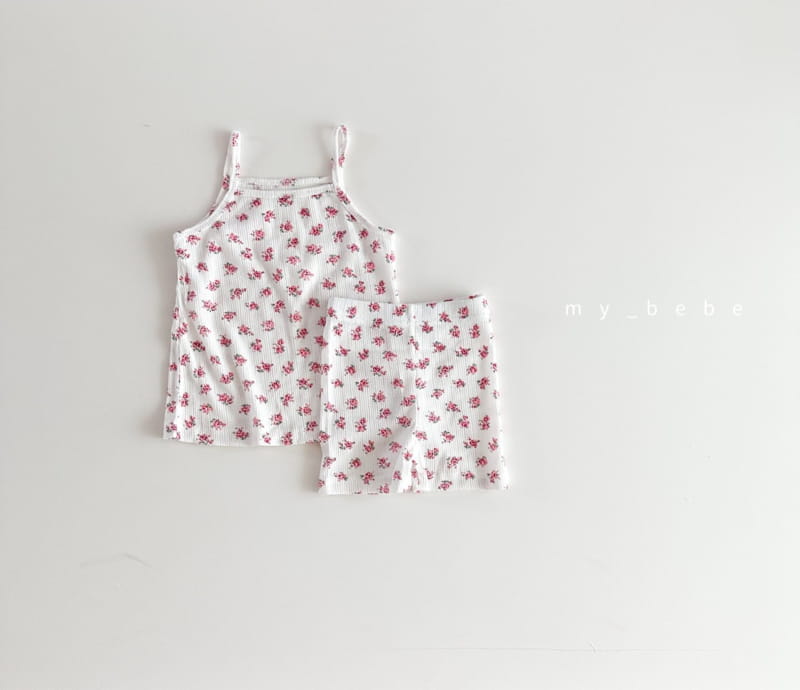 My Bebe - Korean Children Fashion - #magicofchildhood - Eyelet Sleeveless Top Bottom Set - 4