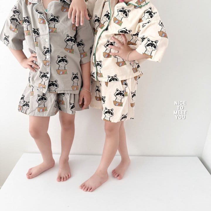 Nice To Meet You - Korean Children Fashion - #minifashionista - Raccoon Pajama Set - 8