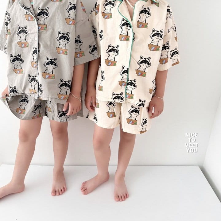 Nice To Meet You - Korean Children Fashion - #prettylittlegirls - Raccoon Pajama Set - 9