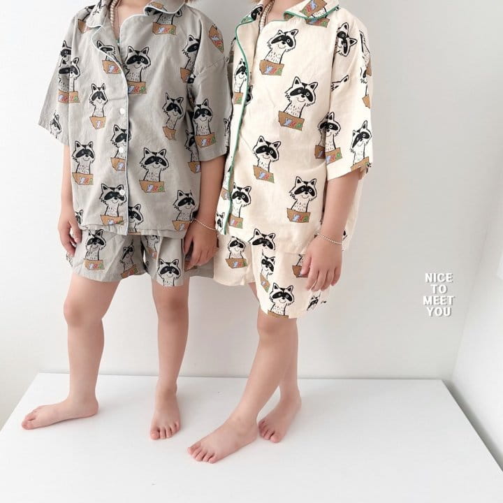 Nice To Meet You - Korean Children Fashion - #stylishchildhood - Raccoon Pajama Set - 12