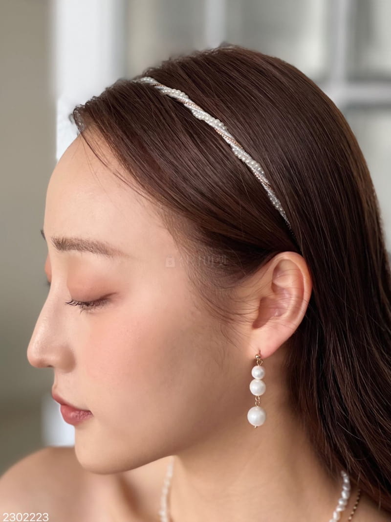 Reina - Korean Women Fashion - #womensfashion - 2302223 Line Pearl Hairband - 2