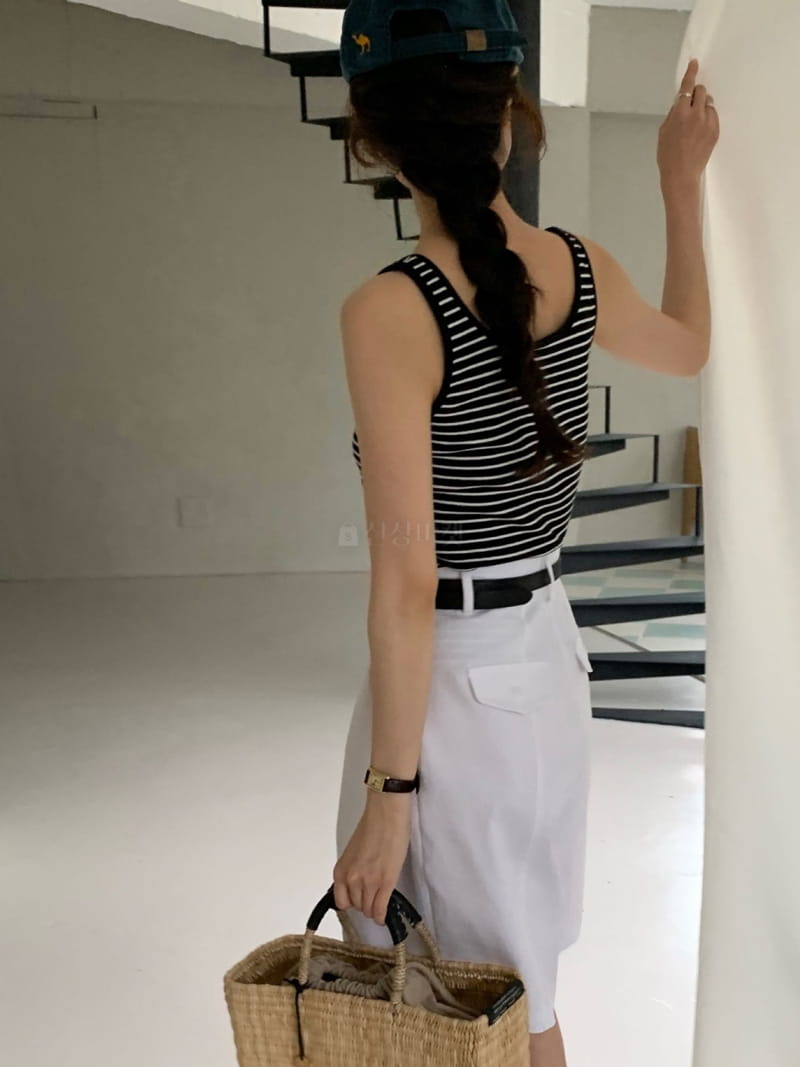 Sea Sand Salt - Korean Women Fashion - #momslook - Stripes Sleeveless