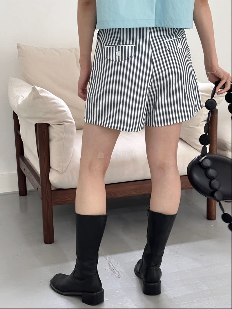 Sea Sand Salt - Korean Women Fashion - #momslook - Marine Stripes Shorts - 2