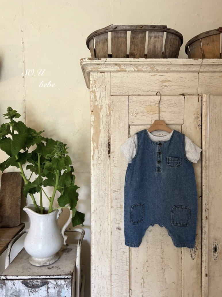 So U - Korean Baby Fashion - #babyfashion - Denim Pocket Bodysuit - 2