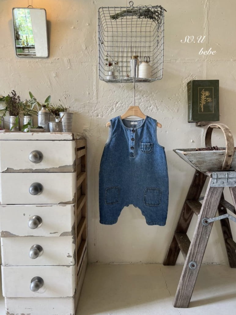 So U - Korean Baby Fashion - #babyfever - Denim Pocket Bodysuit - 3