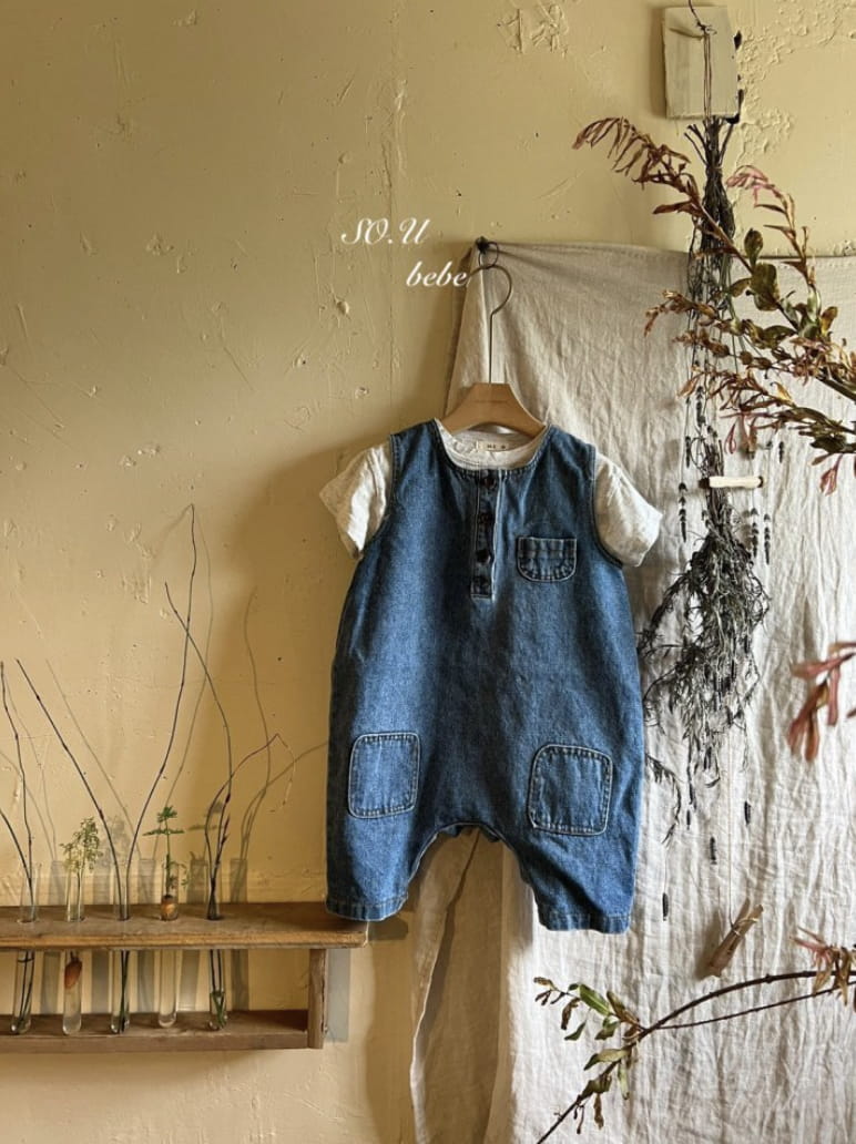 So U - Korean Baby Fashion - #babyoninstagram - Denim Pocket Bodysuit - 6