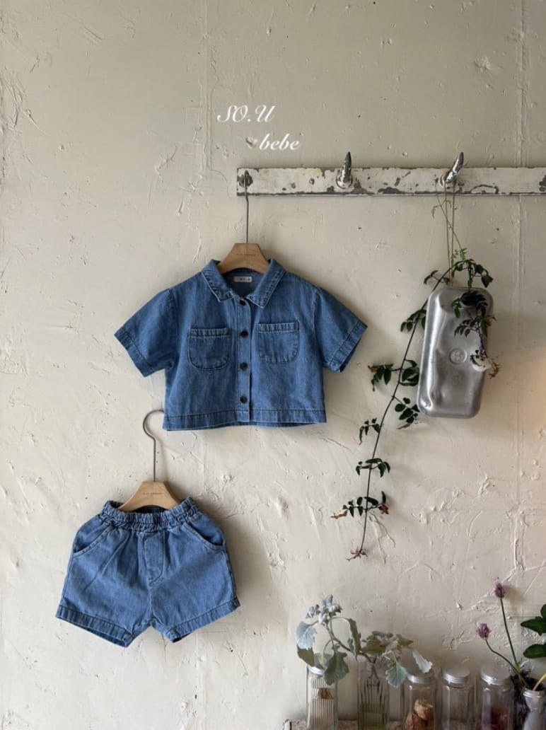 So U - Korean Baby Fashion - #babyoutfit - Bebe Denim Shirt - 2