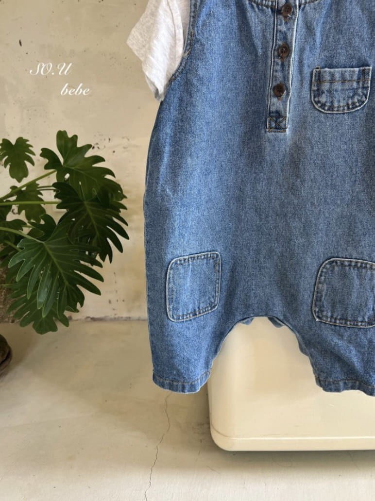 So U - Korean Baby Fashion - #babywear - Denim Pocket Bodysuit - 10