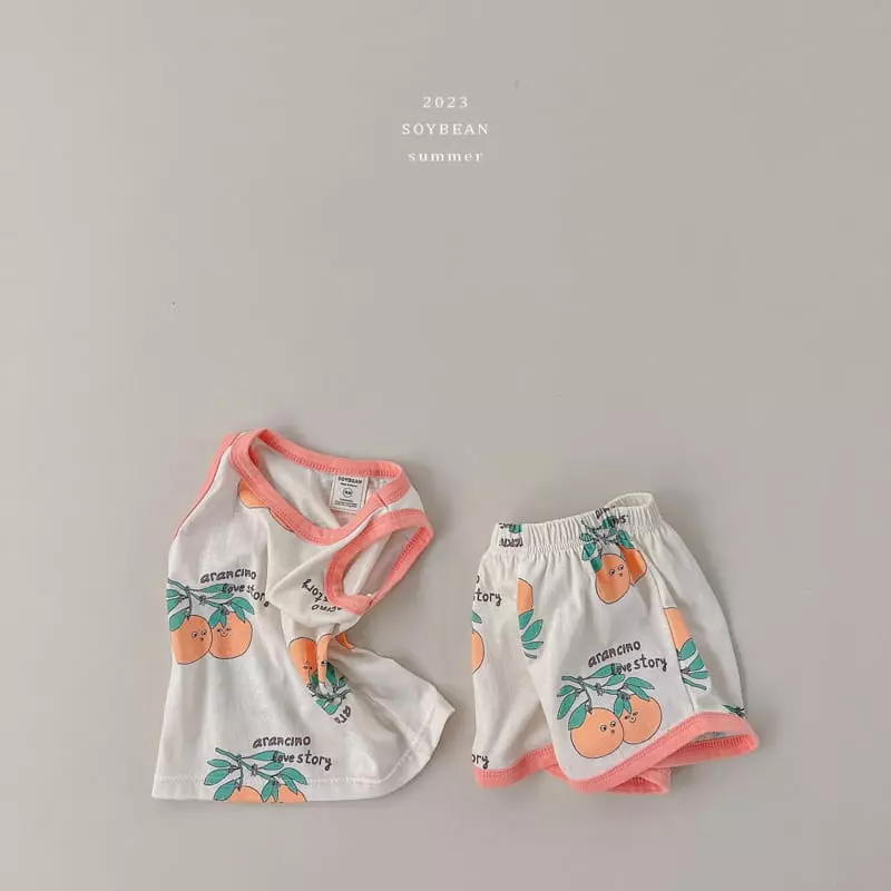 Soybean - Korean Children Fashion - #littlefashionista - Orange Top Bottom Set - 4