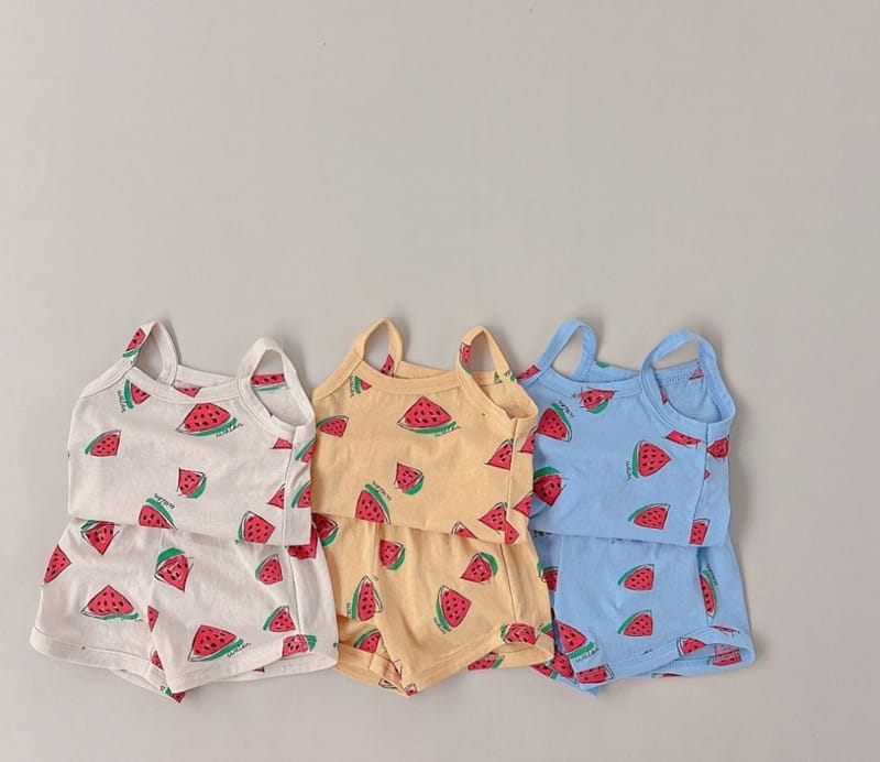 Soybean - Korean Children Fashion - #magicofchildhood - Watermelon String Sleeveless Top Bottom Set