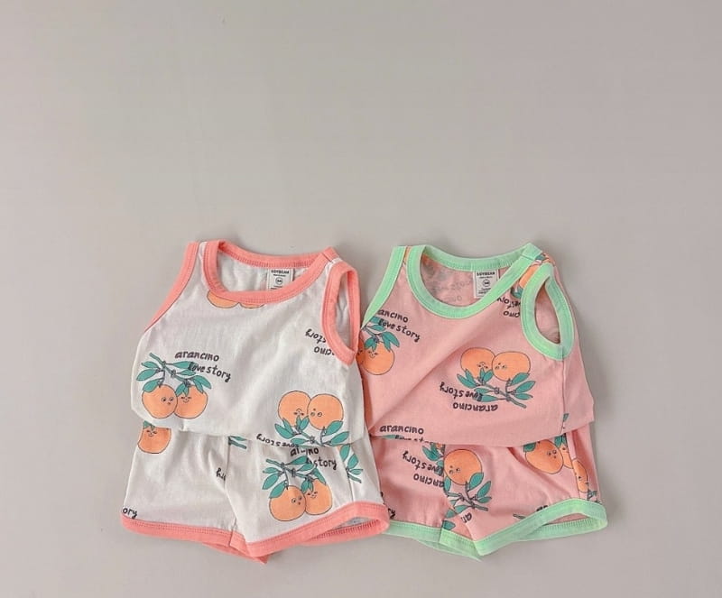 Soybean - Korean Children Fashion - #toddlerclothing - Orange Top Bottom Set - 8