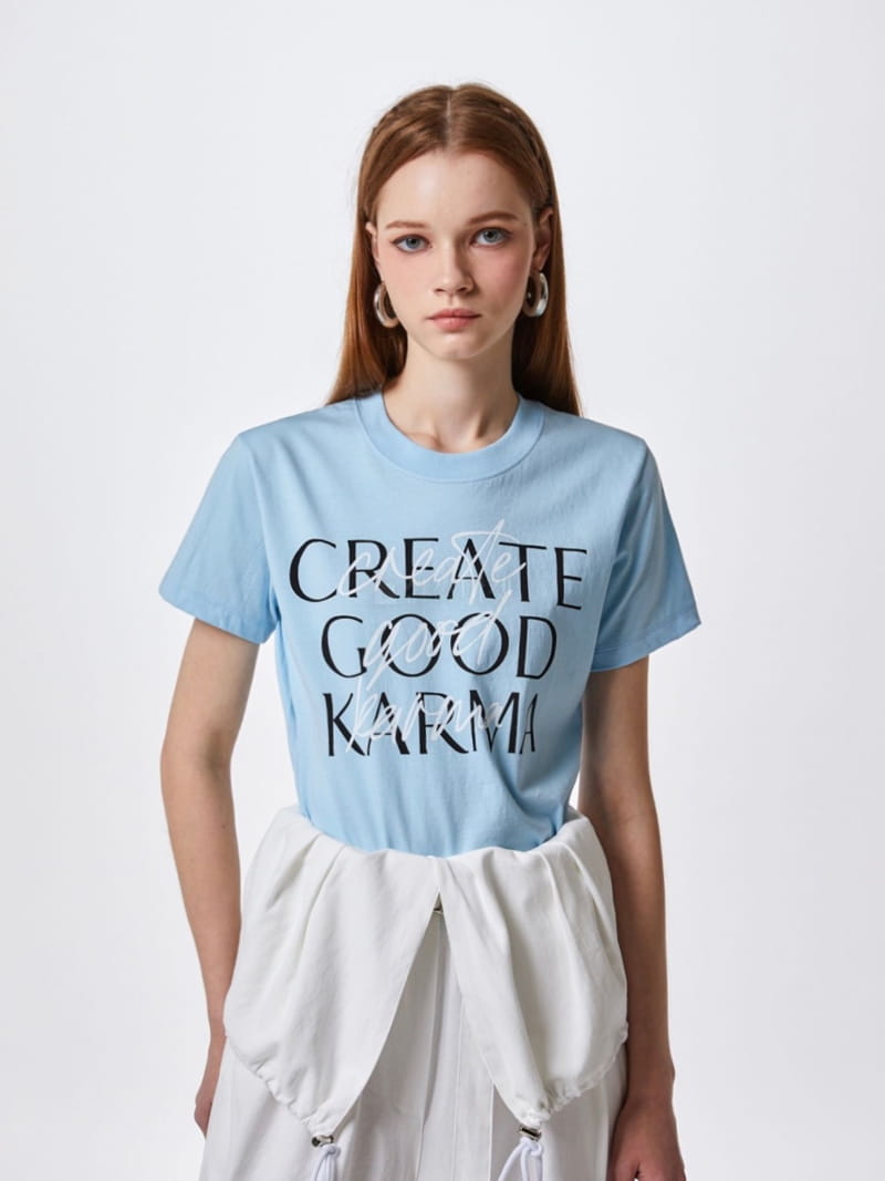 Stage - Korean Women Fashion - #romanticstyle - Car Mark Crop Knit Tee - 2