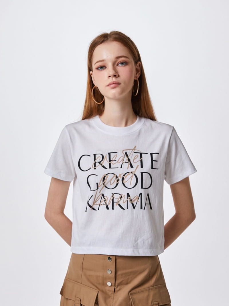 Stage - Korean Women Fashion - #shopsmall - Car Mark Crop Knit Tee - 4