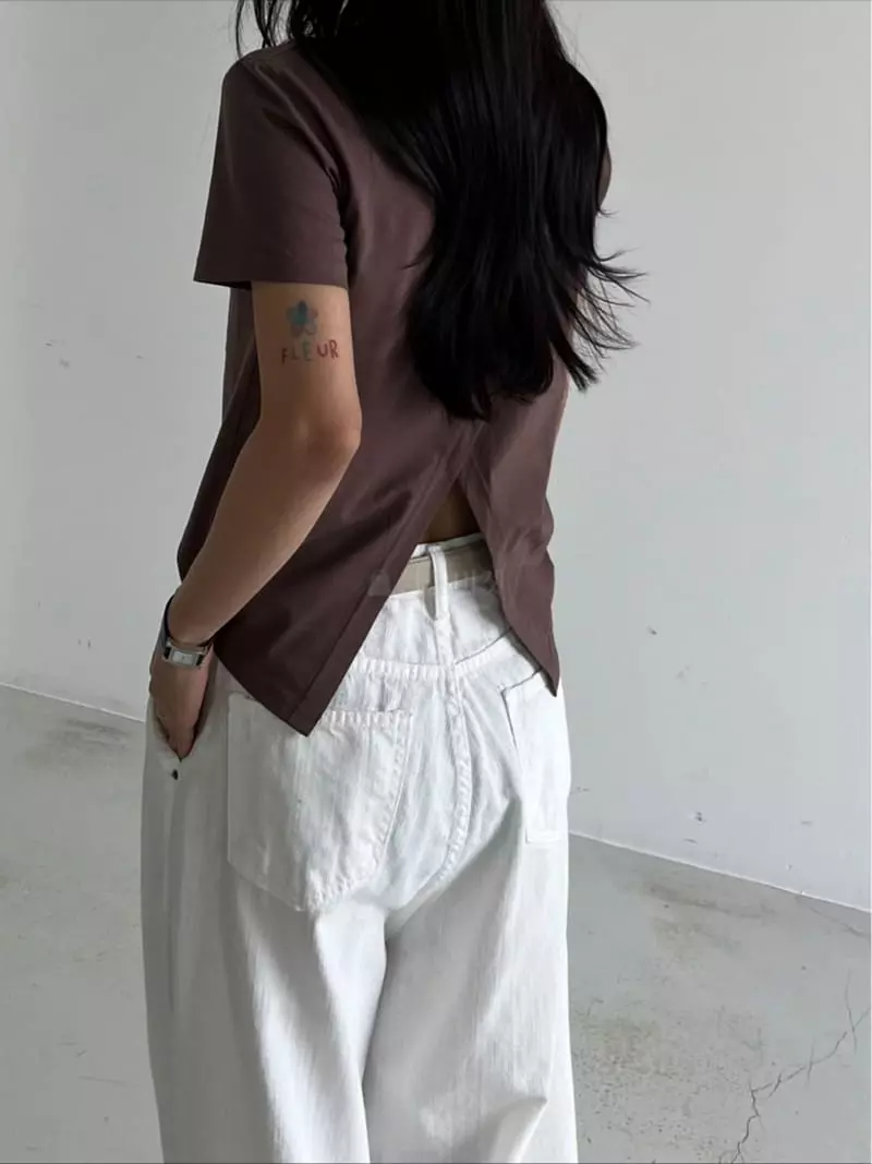 Taupe - Korean Women Fashion - #vintageinspired - Wrap Tee - 10