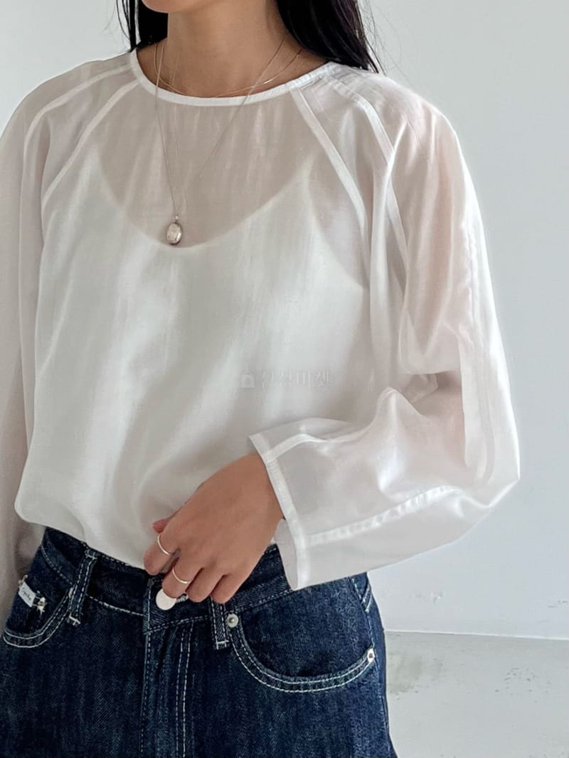 Taupe - Korean Women Fashion - #womensfashion - Slit See Blouse - 7