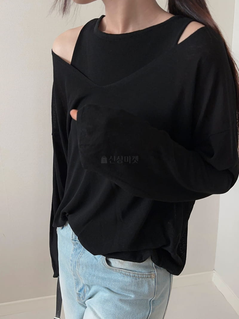 Unene Garden - Korean Women Fashion - #momslook - Libeb V Neck Knit Tee - 3