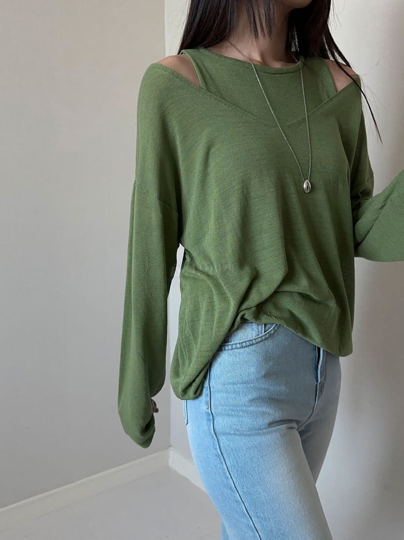 Unene Garden - Korean Women Fashion - #womensfashion - Libeb V Neck Knit Tee - 6