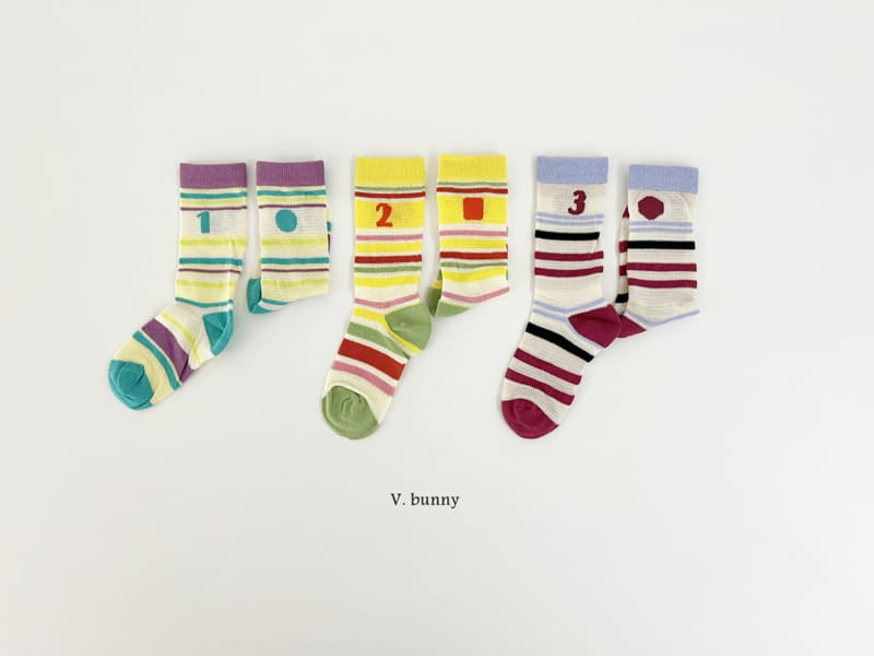 V Bunny - Korean Children Fashion - #childofig - 123 Socks Set - 8