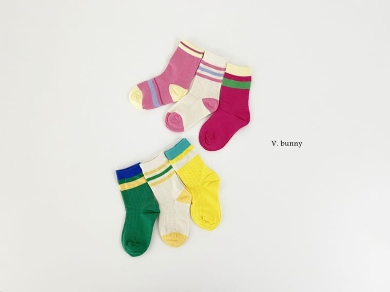 V Bunny - Korean Children Fashion - #designkidswear - Two Strieps Socks Set - 9