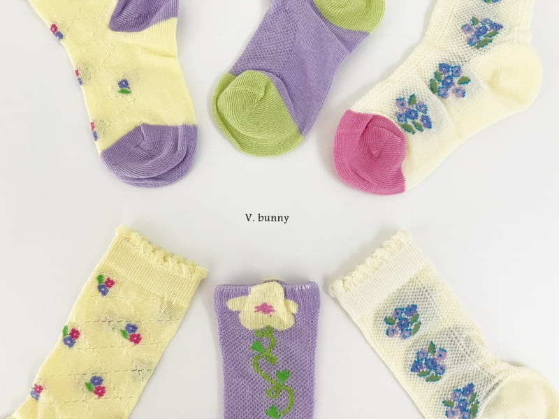 V Bunny - Korean Children Fashion - #fashionkids - Bog Flower Socks Set - 8