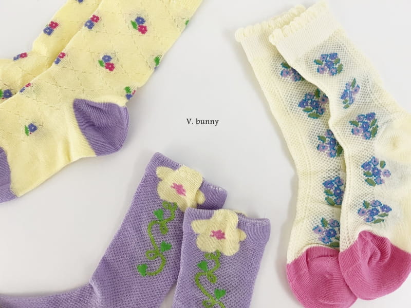 V Bunny - Korean Children Fashion - #kidsshorts - Bog Flower Socks Set - 9