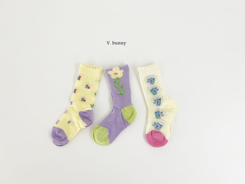 V Bunny - Korean Children Fashion - #kidsstore - Bog Flower Socks Set - 10