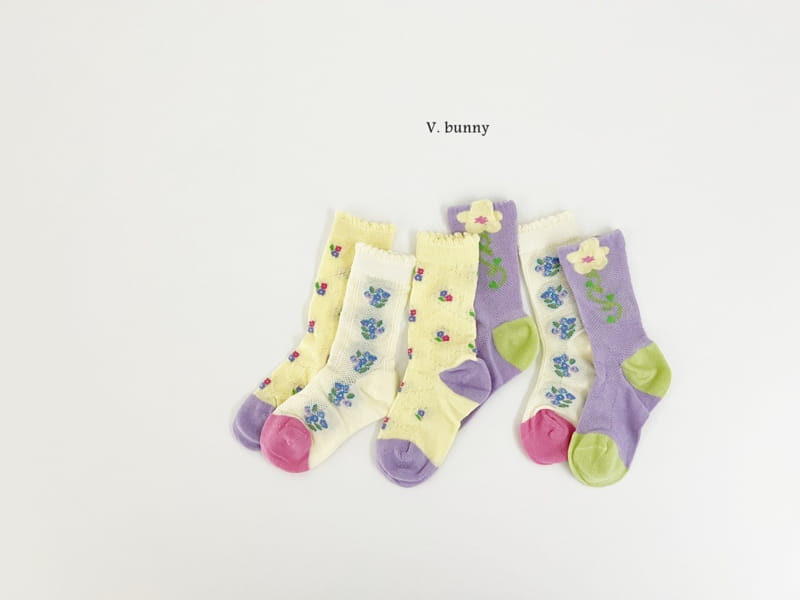 V Bunny - Korean Children Fashion - #kidzfashiontrend - Bog Flower Socks Set - 11