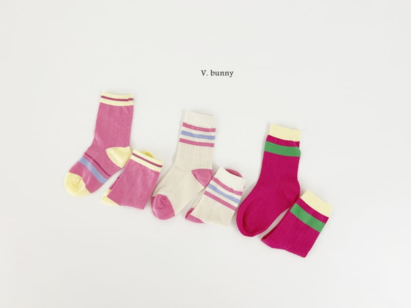 V Bunny - Korean Children Fashion - #prettylittlegirls - Two Strieps Socks Set - 3