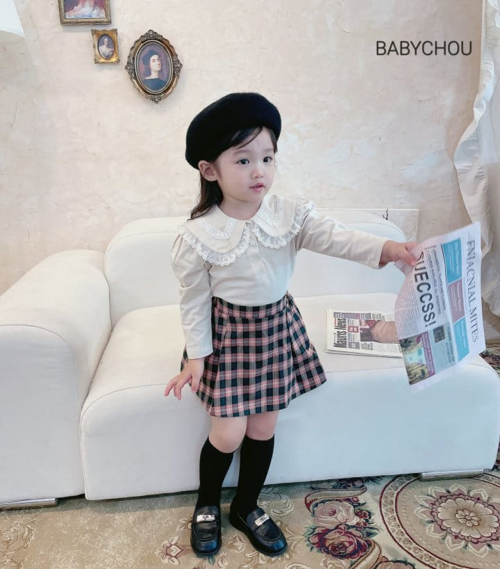 Babychou - Korean Children Fashion - #kidsstore - Lewet Check Skirt - 5